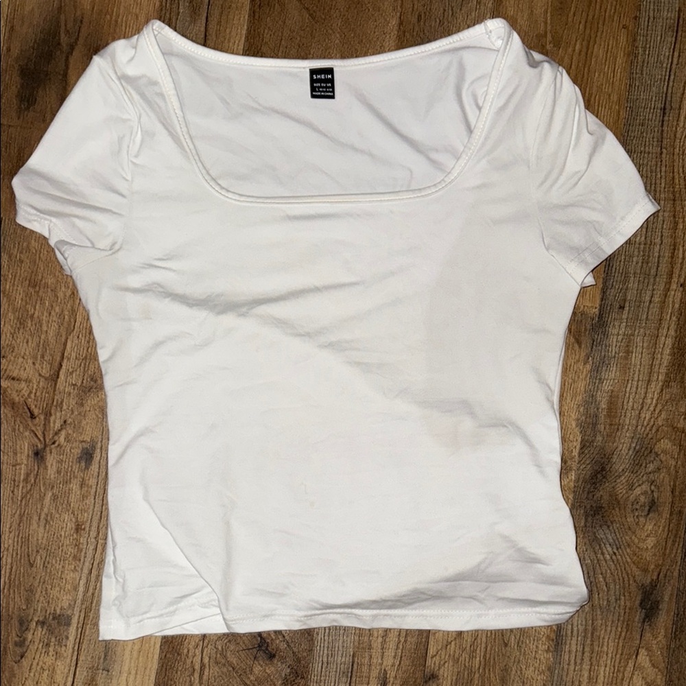 H&M White Fitted Short Sleeve T-Shirt